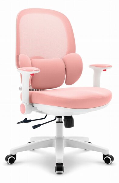 Scaun ergonomic roz pentru copii HC-999 - material textil