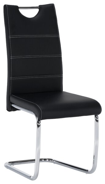 Scaun dining, negru / cusături deschise la culoare, ABIRA NEW