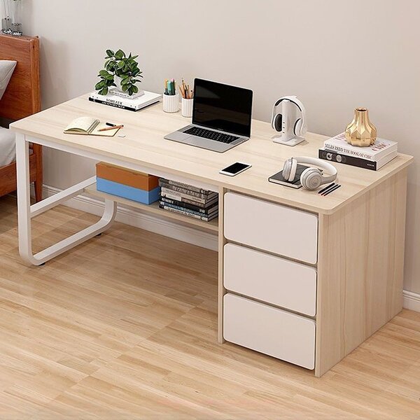 Birou cu sertare, LG08-140, 140 x 50 x 73,5 cm, alb