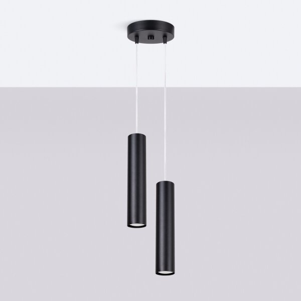 Sollux SL.1869 - Lampă suspendată pe cablu LAGOS, 2x GU10, 10W, 230V, neagră