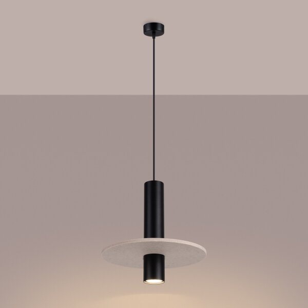 Sollux SL.1882 - Pendul pe cablu PELTA 1xGU10/10W/230V negru/crem
