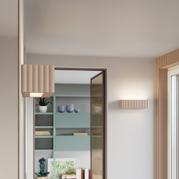 Sollux SL.1887 - Aplica de perete RIGATA 1xE27/15W/230V ceramică/taupe
