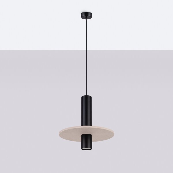Sollux SL.1882 - Pendul pe cablu PELTA 1xGU10/10W/230V negru/crem