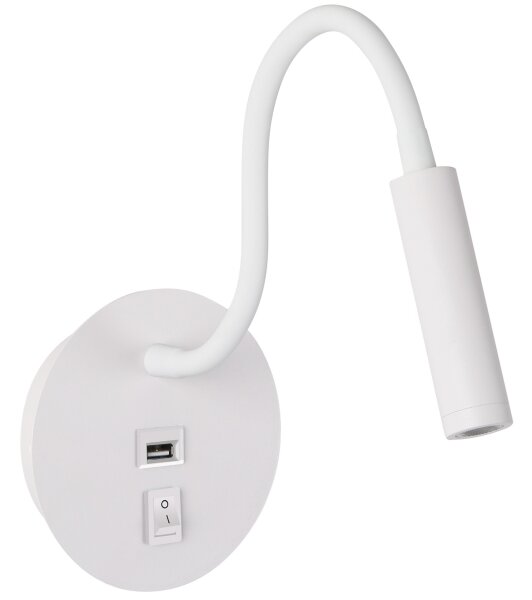 Lampă LED flexibilă de perete cu port USB Brilagi MAYA LED/3W/230V alb