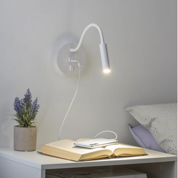 Lampă LED flexibilă de perete cu port USB Brilagi MAYA LED/3W/230V alb