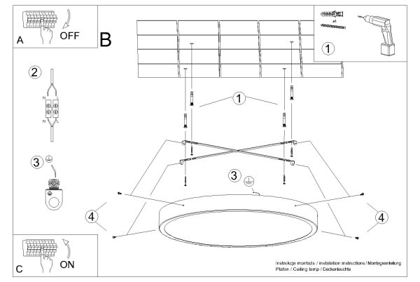 Plafonieră LED Sollux ONYX SL.1249, 48W, 230V, diametru 60 cm, albă