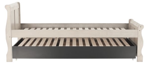 KONDELA Pat cu pat suplimentar, alb antic, 90x200, ANTIKO