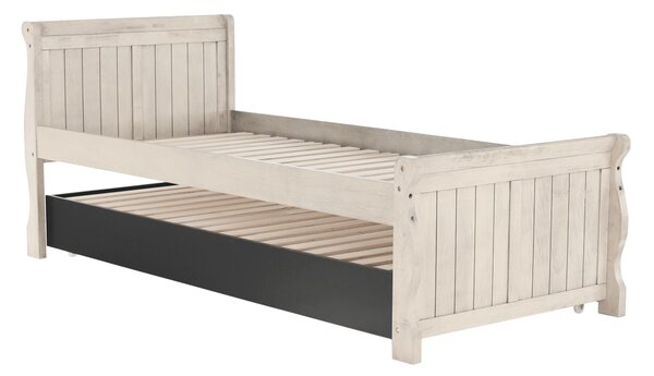 KONDELA Pat cu pat suplimentar, alb antic, 90x200, ANTIKO