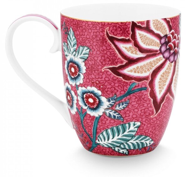 Cană porțelan, Pip Studio, XL 450ml, colecția Flower Festival, ciclam