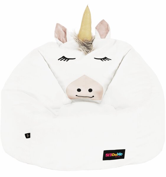 KONDELA Fotoliu tip sac unicorn, alb, INOROG