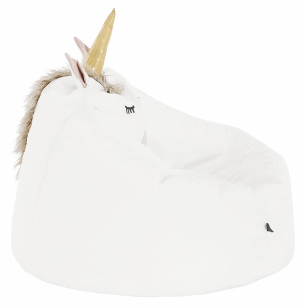 KONDELA Fotoliu tip sac unicorn, alb, INOROG