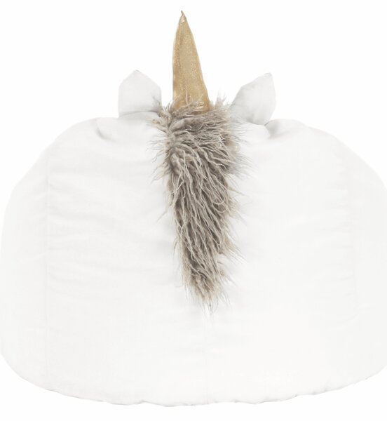 KONDELA Fotoliu tip sac unicorn, alb, INOROG
