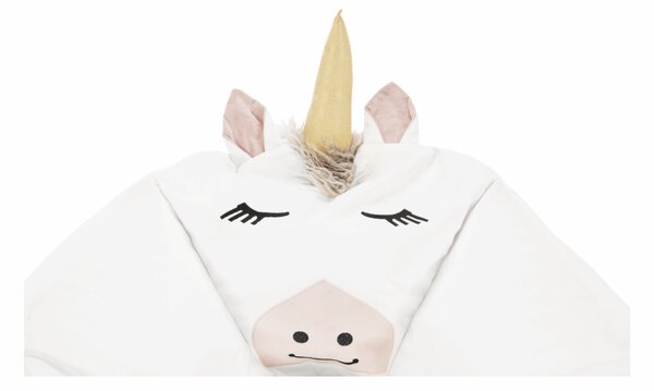 KONDELA Fotoliu tip sac unicorn, alb, INOROG