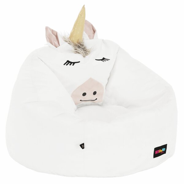 KONDELA Fotoliu tip sac unicorn, alb, INOROG