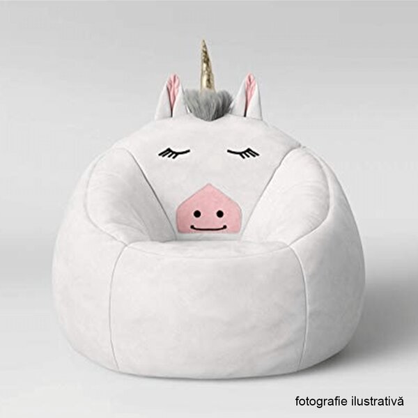 KONDELA Fotoliu tip sac unicorn, alb, INOROG
