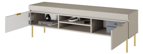 Dulap TV Sentia 157 cm pe soclu metalică - cașmir / auriu