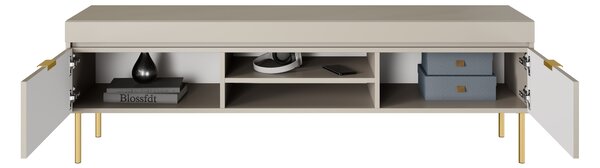Dulap TV Sentia 157 cm pe soclu metalică - cașmir / auriu