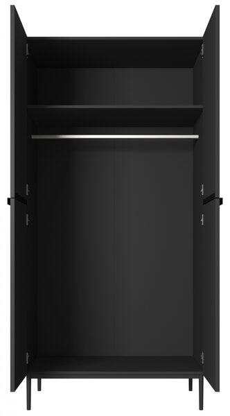 Dulap Nicole 100 cm dormitor - negru mat / picioare negre