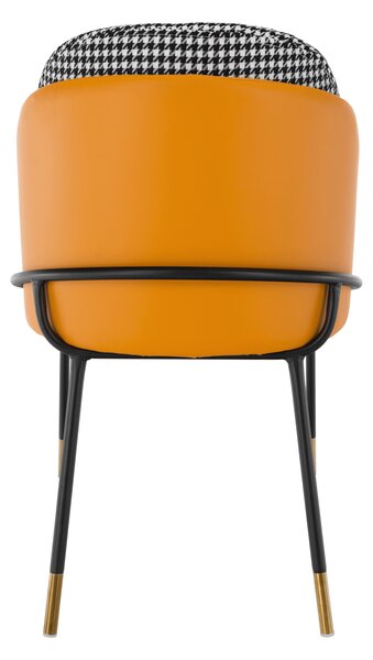 KONDELA Scaun de luat masa, model alb-negru / piele ecologică camel, KIRNA