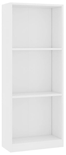 Bibliotecă cu 3 rafturi, alb, 40x24x108 cm, PAL