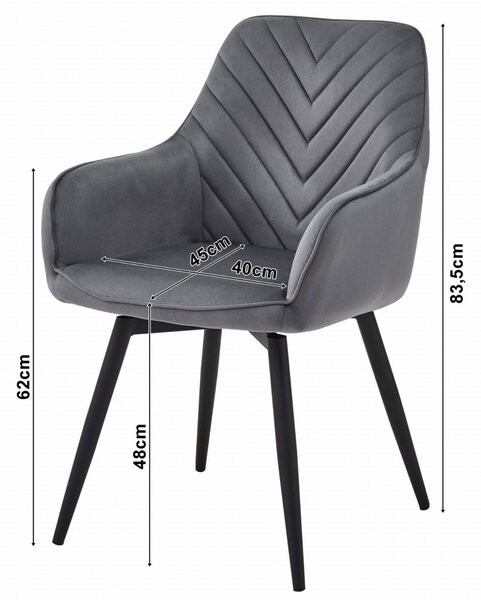 Scaun de masa rotativ NANA360 VELVET, gri inchis
