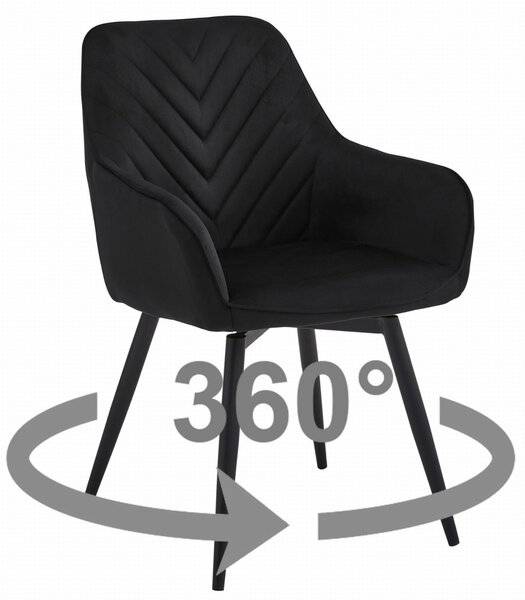 Scaun de masa rotativ NANA360 VELVET, negru