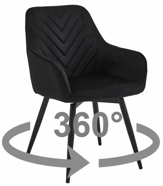 Scaun de masa rotativ NANA360 VELVET, negru