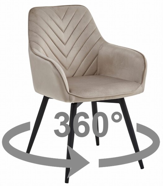 Scaun de masa rotativ NANA360 VELVET, bej