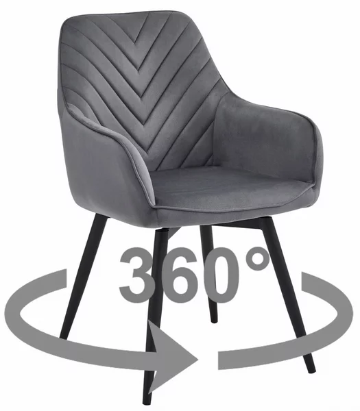 Scaun de masa rotativ NANA360 VELVET, gri inchis