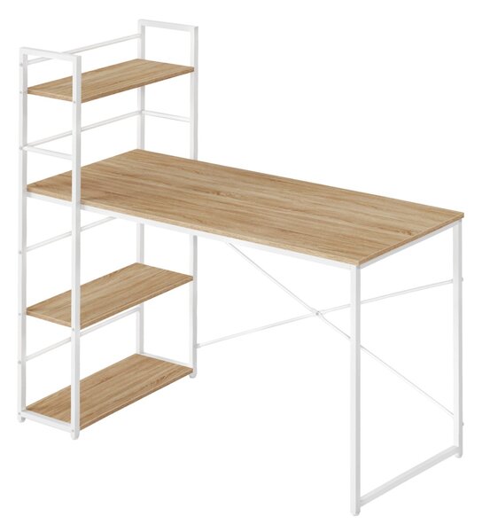 Birou MAX 4.0 SONOMA cu raft și picioare albe 120x44 cm