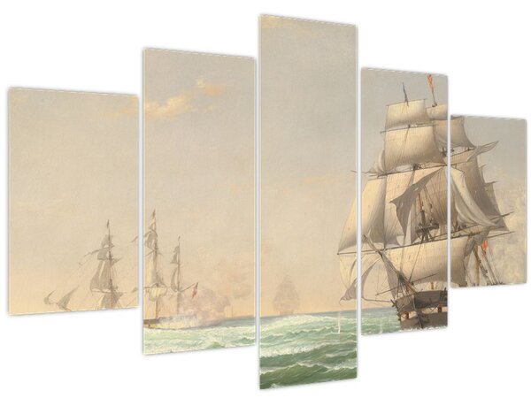 Tablou - Fitz Henry Lane, The United States Frigate President Engaging the British Squadron, reproducere (150x105 cm)