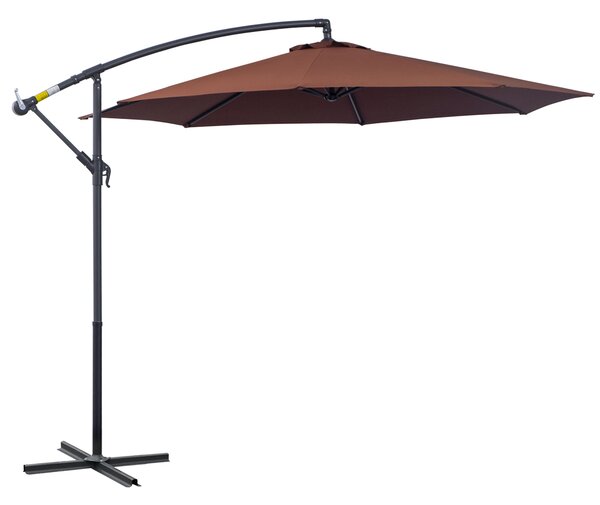 Outsunny Umbrelă de Soare Suspendată, Înclinabilă, Cadru din Metal și Poliester, 295x295x255 cm, Nuanță Cafea | Aosom Romania
