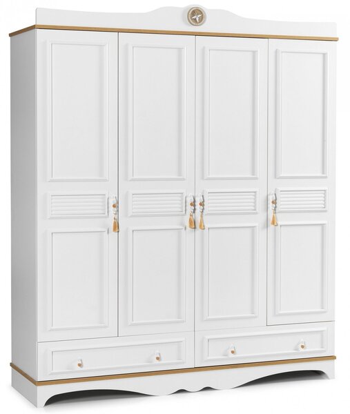 Dulap cu 4 usi pentru copii si adolescenti, 186x209x55 cm, Colectia Luna Cappuccino