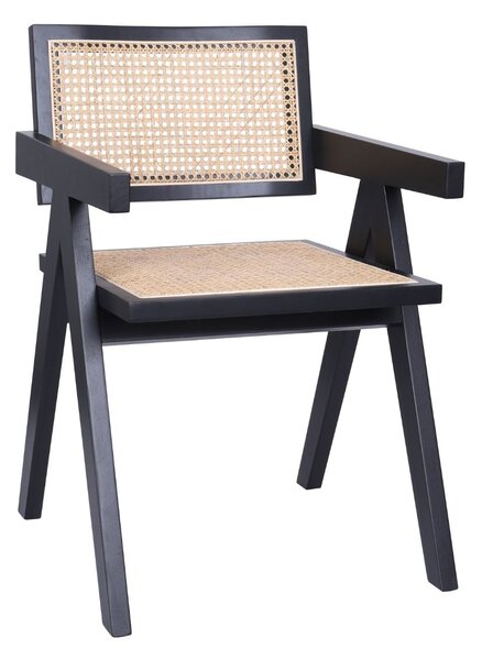 Scaun din lemn Stella Dark, ratan