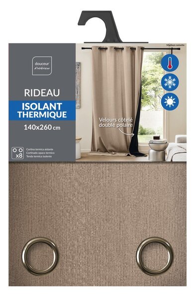 Draperie maro termoizolantă din catifea reiată 140x260 cm Madison – douceur d'intérieur