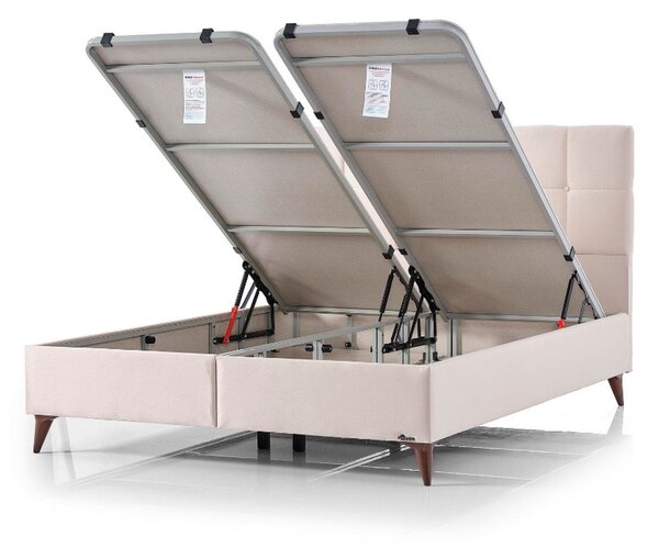 Pat OPTIMUM 160x200, stofa catifelata crem - Setra 105, cu somiera si