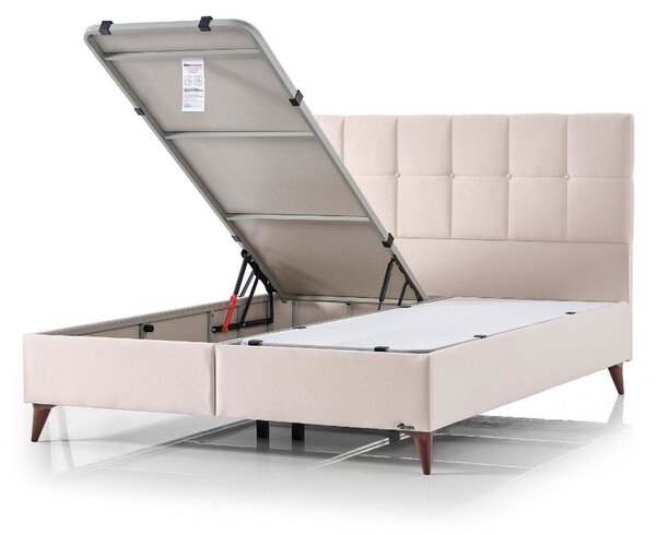 Pat OPTIMUM 160x200, stofa catifelata crem - Setra 105, cu somiera si