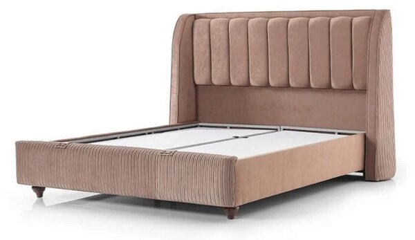 Pat HERMES 160x200, stofa catifelata maro - Velvet 266, cu somiera si