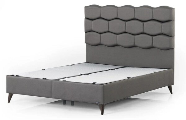 Pat STONE 160x200, stofa clasica maro - Notto C0533, cu somiera si spa