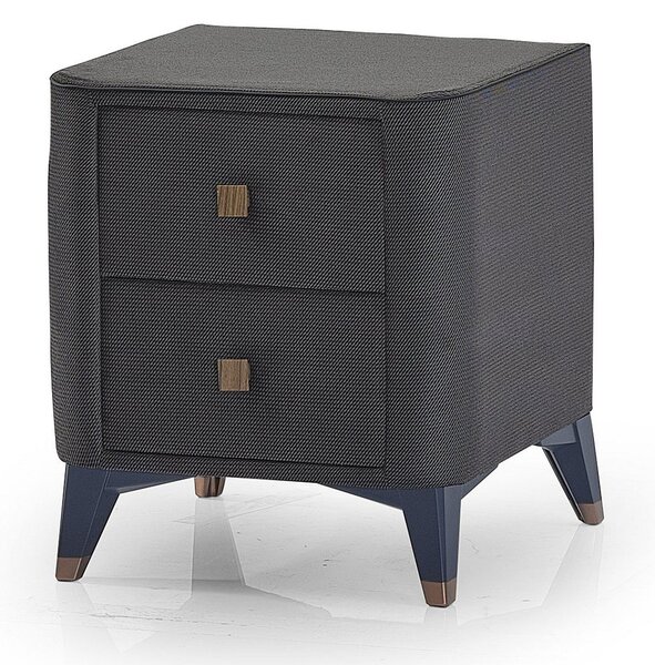 Noptiera CARBON, stofa catifelata gri inchis - Notti 1029, 51x48x66 cm