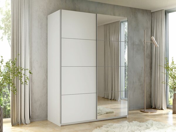Dulap Comfivo Granium I, Alb, 210x150x60cm, 142 kg, Uși dulap: Glisante, Numărul de rafturi: 5, Numărul de rafturi: 5