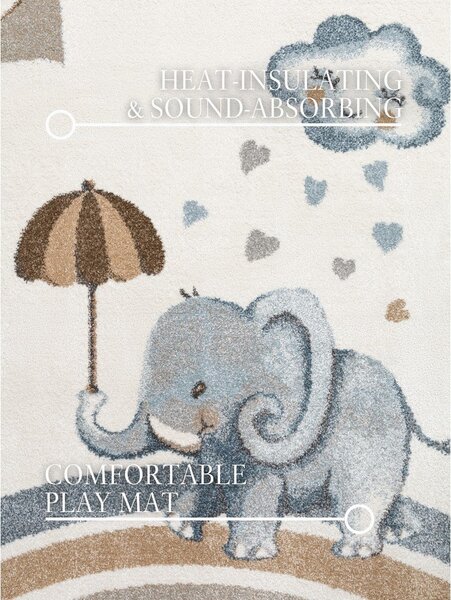 Covor pentru copii crem 160x230 cm Walk like an Elephant Rainy Party – Villeroy&Boch