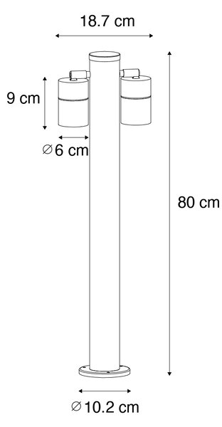 Lampă de exterior cu statie neagră, 80 cm IP44 reglabilă cu 2 lumini - Duo