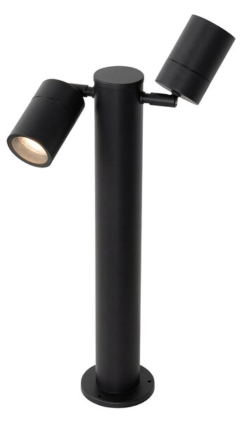 Lampă de exterior neagră cu țăruș de sol și presetupe 45cm 2 lumini IP44 - Duo