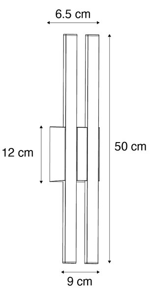 Aplică de perete exterioară modernă neagră cu LED 2 lumini IP54 - Jamal