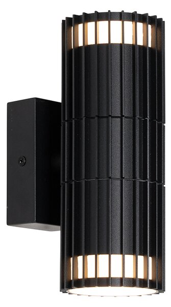 Aplică de perete exterioară de design neagră cu 2 lumini IP44 - Boris
