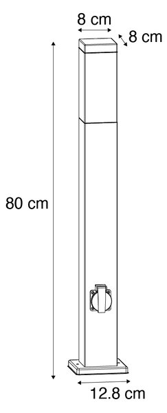 Lampă de exterior gri închis 80 cm cu soclu IP44 - Malios