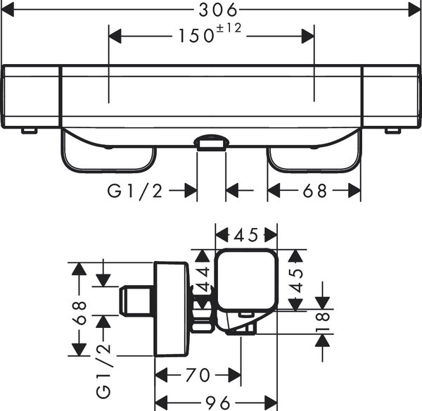 Hansgrohe Ecostat baterie de duș perete cu termostat crom 15773000