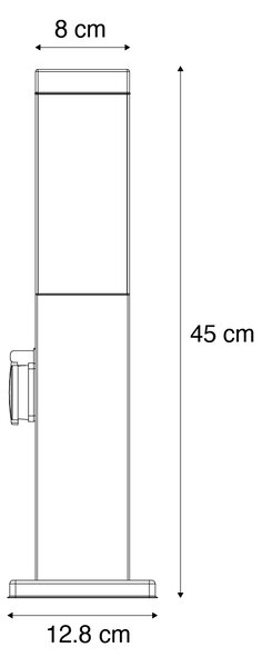 Lampă de exterior gri închis 45 cm cu priză IP44 - Malios