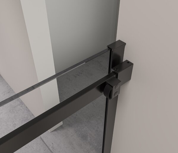 Erga Lynn, cabină de duș cu ușă glisantă 90 (uşă) x 70 (perete) x 195 cm, sticlă gri 8 mm, profil negru, ERG-V02-LYNN-D090G070-GR-BK